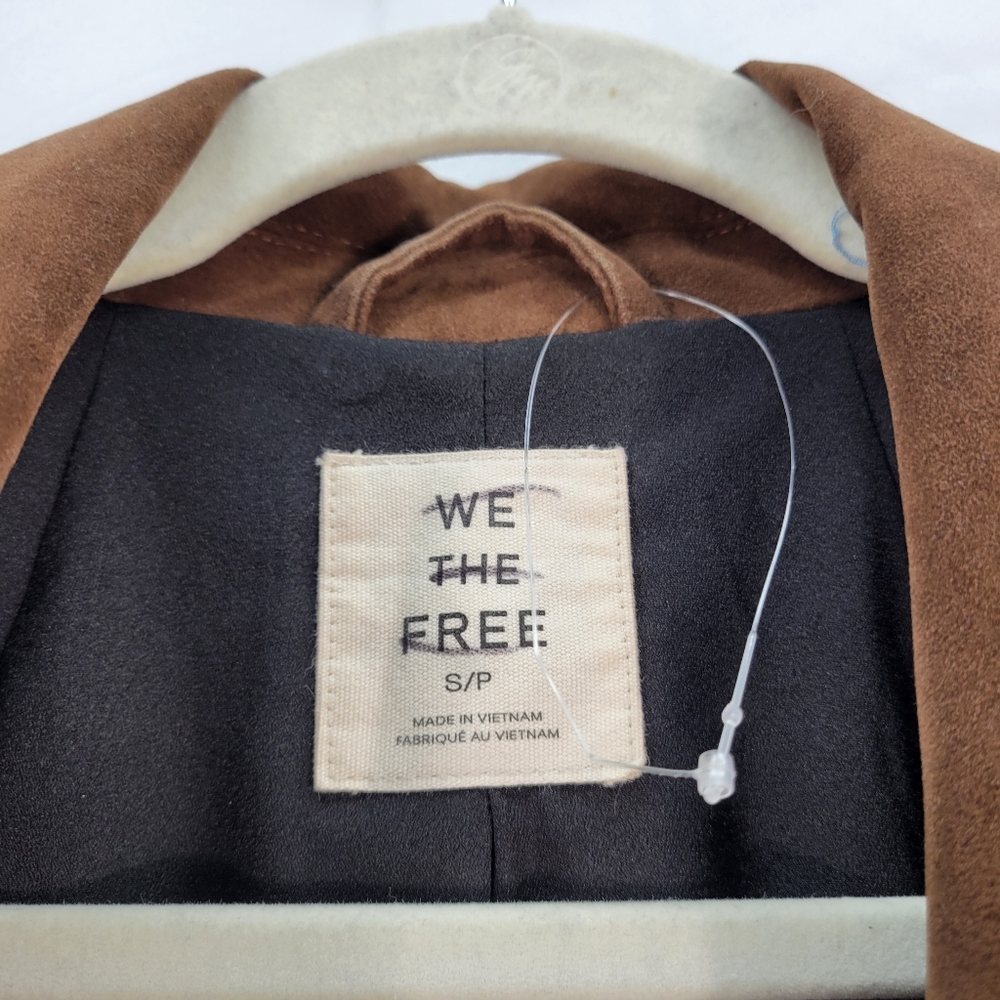 Free People Paper Cut Vegan Suede Blazer New Brown Size S (Oversized) - Picture 11 of 11